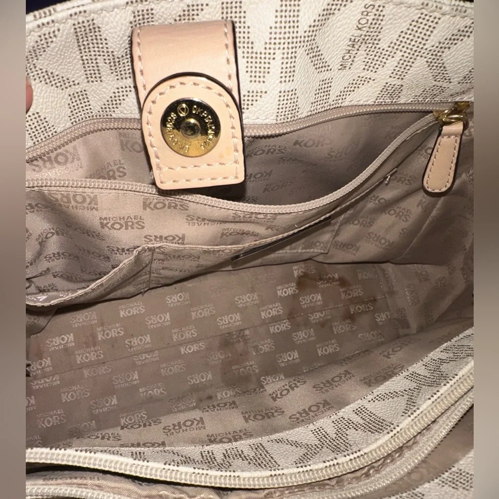 Michael Kors Cream and Tan Logo Tote